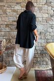 Pia Pillow Cotton Embroidered Tile Classic Shirt Black